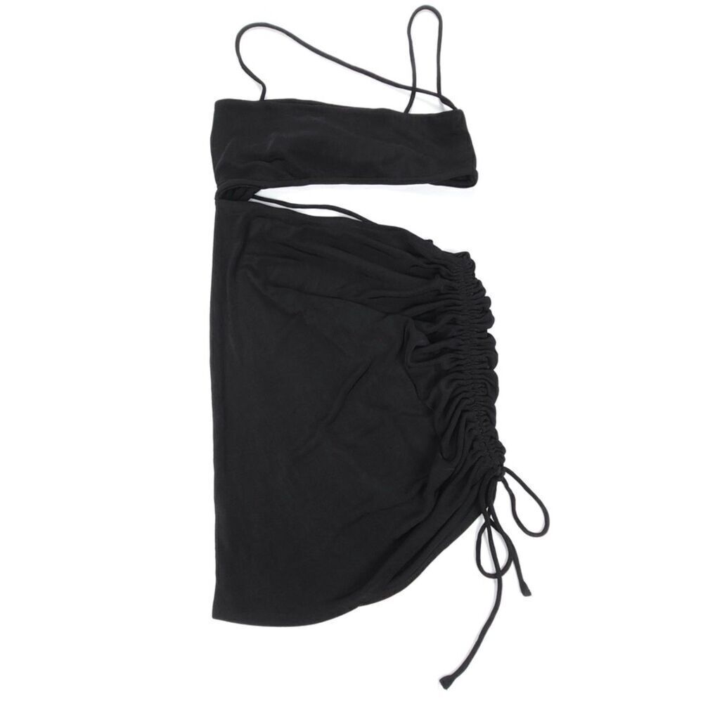 NEW Princess Polly Imelda Slinky Ruched Cutout Strappy Mini Dress Women 12 Black